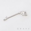 HALLOWEEN REVOLVER PISTOL ROSE HANDLE 316L SURGICAL STEEL NIPPLE RING